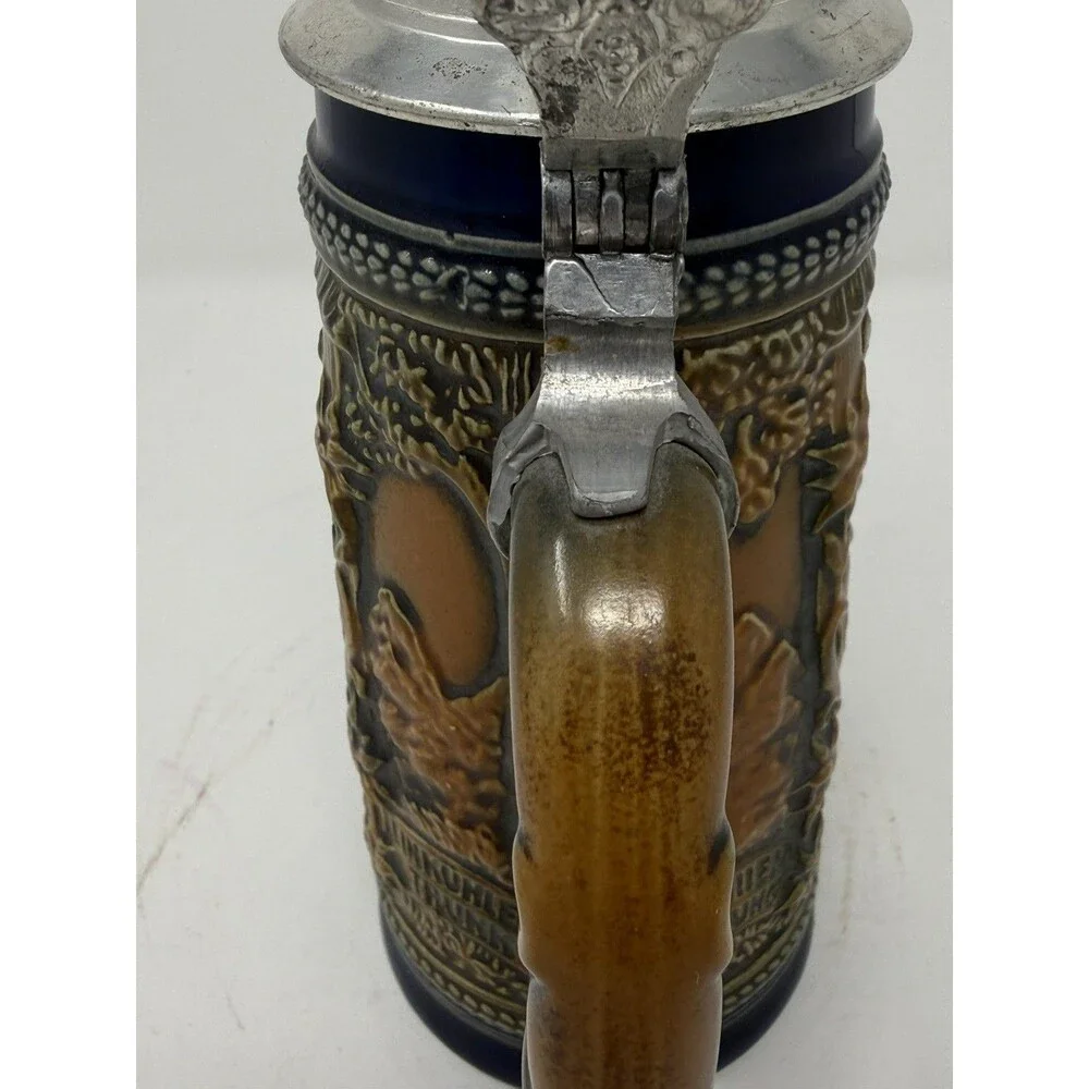 Gerz Gerzit West Germany Cold War Era Pretzel Handle Beer Stein Pewter Lid